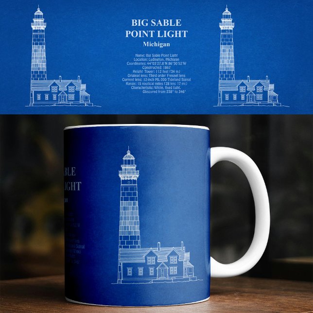 Taza De Café Faro Big Sable Point - Michigan - AD (Big Sable Point Lighthouse - Michigan – AD. Coffee Mug)