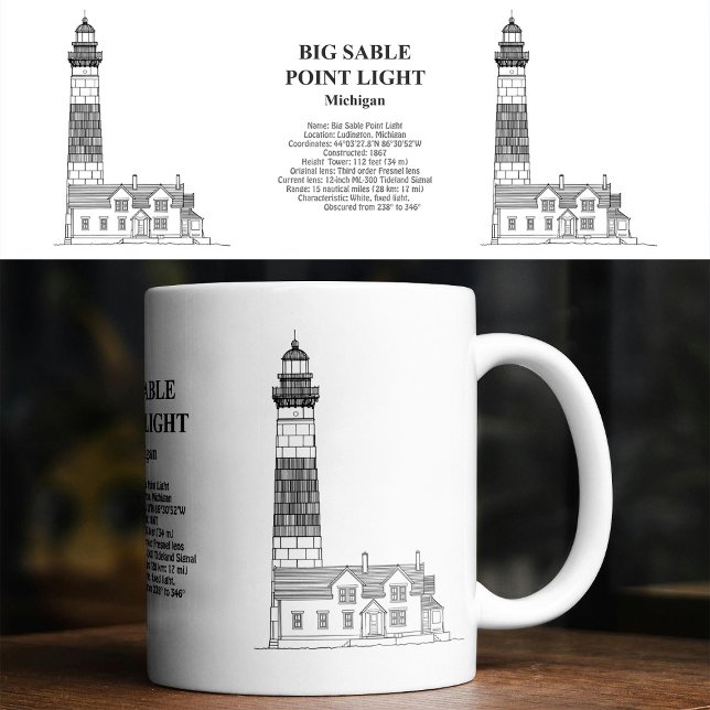 Taza De Café Faro de Big Sable Point - Míchigan - BD (Big Sable Point Lighthouse - Michigan - BD. Coffee Mug)