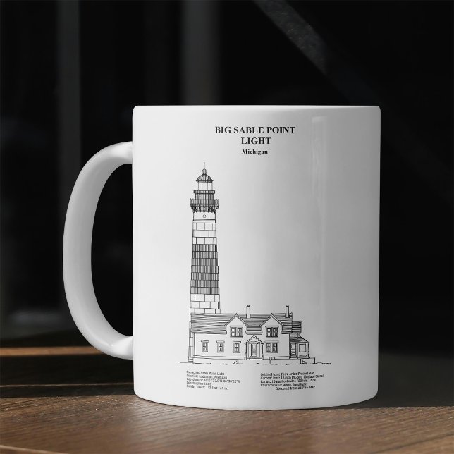 Taza De Café Faro de Big Sable Point - Míchigan - BD (Big Sable Point Lighthouse - Michigan - BD. Coffee Mug)
