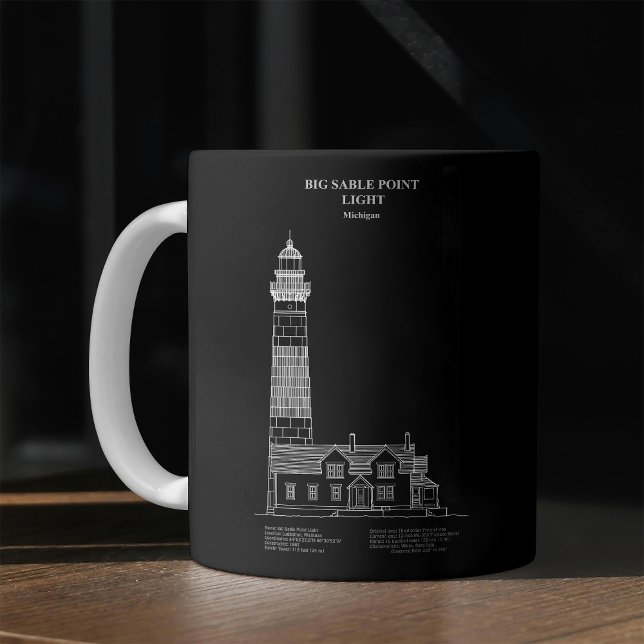 Taza De Café Faro de Big Sable Point - Míchigan – PD (Big Sable Point Lighthouse - Michigan – PD. Coffee Mug)