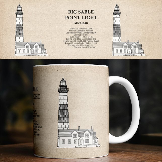 Taza De Café Faro de Big Sable Point - Míchigan - SBD (Big Sable Point Lighthouse - Michigan - SBD. Coffee Mug)