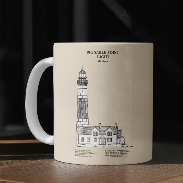 Taza De Café Faro de Big Sable Point - Míchigan - SBD (Big Sable Point Lighthouse - Michigan - SBD. Coffee Mug)