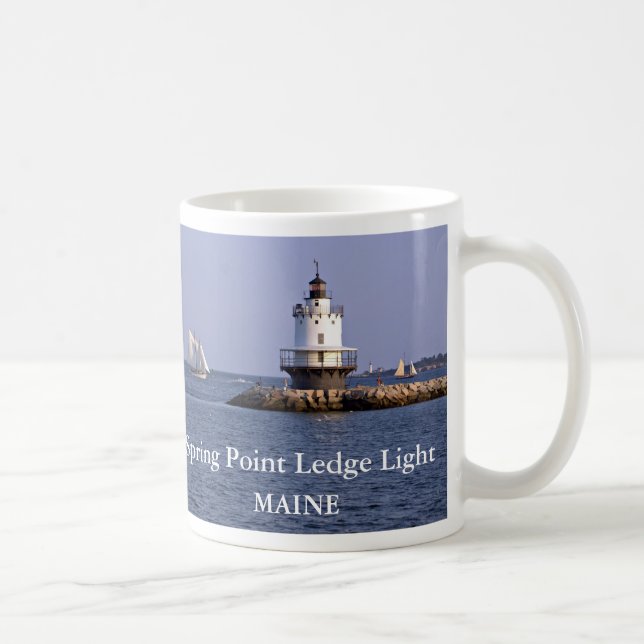 Taza De Café Faro de borde de muelle, Maine (Derecha)