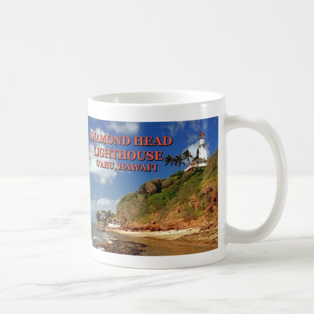 Taza De Café Faro de cabeza de diamante, O'ahu, Hawai'i Mug (Derecha)