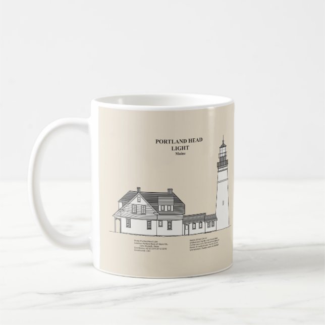 Taza De Café Faro de cabeza de Portland - Maine - SBD (Izquierda)
