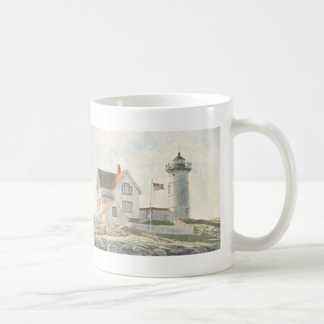 Taza De Café Faro de Cape Neddick Acuarela (Derecha)