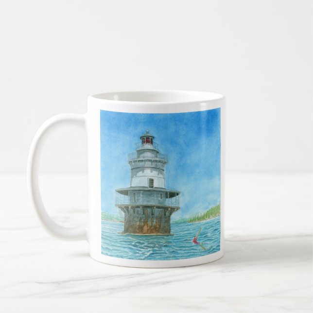 Taza De Café Faro de Goose Rocks Acuarela (Izquierda)