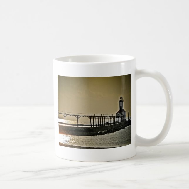 Taza De Café Faro de Indiana de la ciudad de Michigan (Derecha)