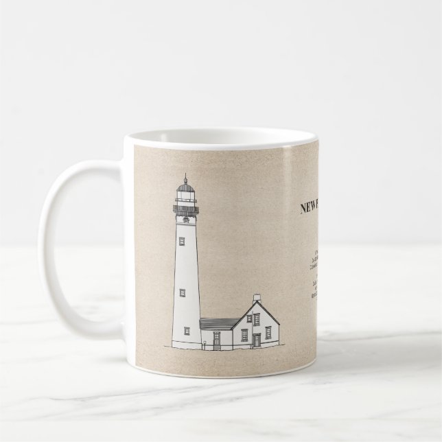 Taza De Café Faro de la Nueva Isla Presque - Michigan - SBD (Izquierda)