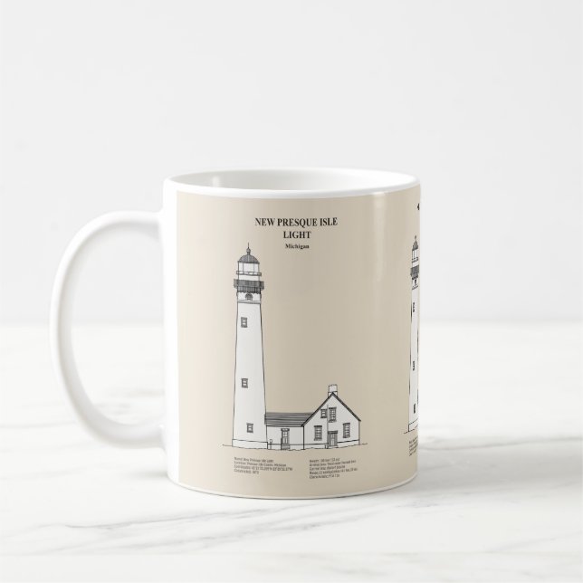 Taza De Café Faro de la Nueva Isla Presque - Michigan - SBD (Izquierda)