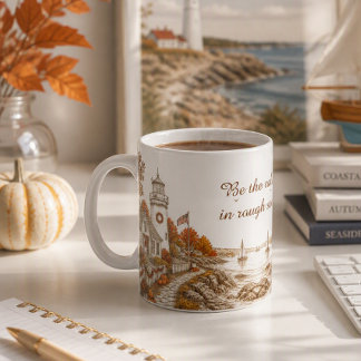 Taza De Café Faro de la temporada de otoño náutico costero 