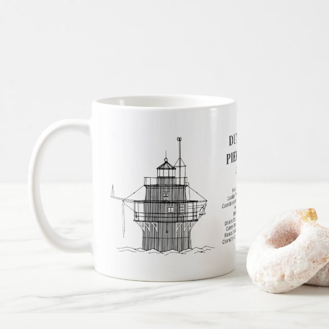 Taza De Café Faro de luz Duxbury Pier - Massachusetts -BD (Con donut)