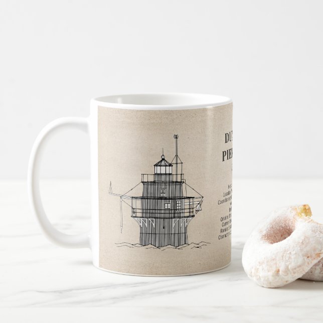 Taza De Café Faro de luz Duxbury Pier - Massachusetts -SBD (Con donut)