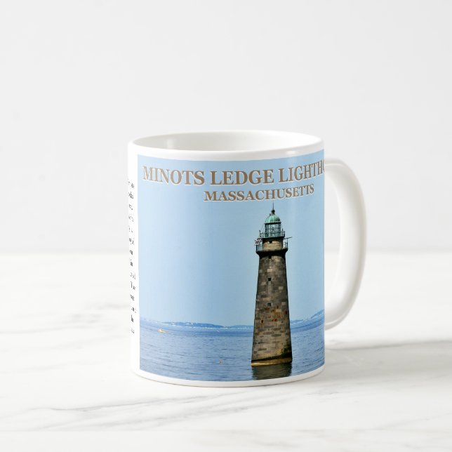 Taza De Café Faro de Minots Ledge, Bomba de Massachusetts (Anverso derecho)