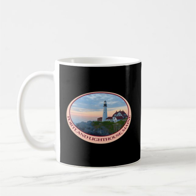 Taza De Café Faro de Portland Maine En Sunrise Great (Izquierda)