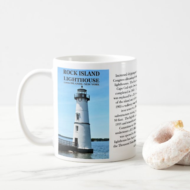 Taza De Café Faro de Rock Island, New York Mug (Con donut)