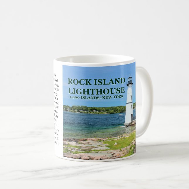Taza De Café Faro de Rock Island, New York Mug (Anverso derecho)