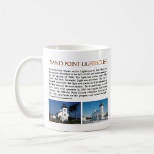 Taza De Café Faro de Sand Point Escanaba fango de la historia