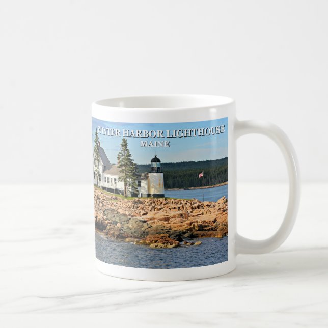 Taza De Café Faro del puerto de invierno, Maine (Derecha)