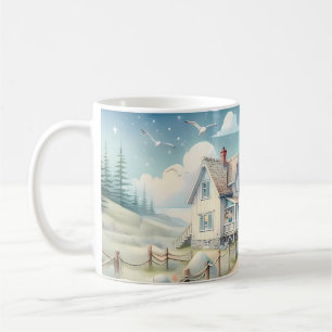 Taza De Café Faro Dreamy Pastel cerca del mar