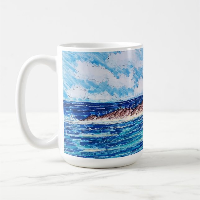 Taza De Café Faro en Azul (Izquierda)