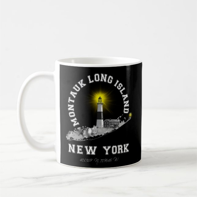 Taza De Café Faro Montauk Long Island Ny (Izquierda)