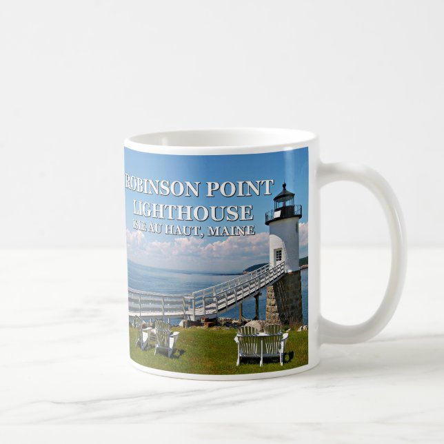Taza De Café Faro Robinson Point, Isle Au Haut, Maine Mug (Derecha)