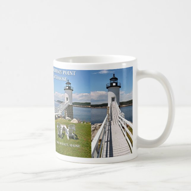 Taza De Café Faro Robinson Point, Isle Au Haut, Maine Mug (Derecha)