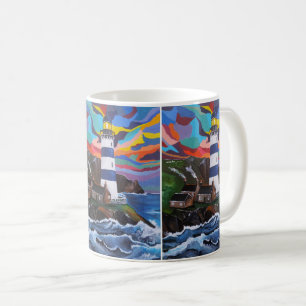 Taza De Café Faro sobre las olas Pintura de Alfred Fox