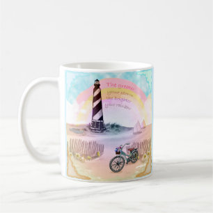 Taza De Café Faro tormentoso en bicicleta 