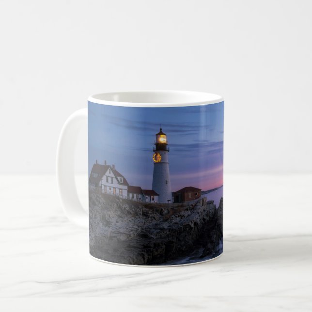 Taza De Café Faros | Faro Cape Elizabeth Maine (Anverso izquierdo)