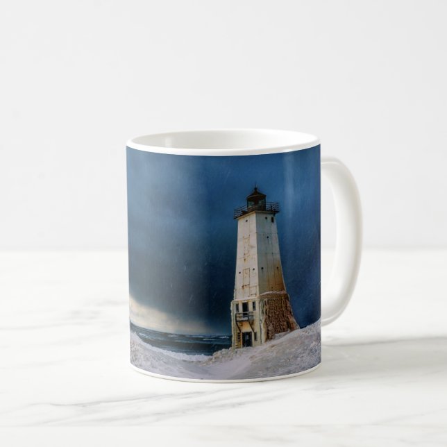 Taza De Café Faros | Faro Frankfort Lago Michigan (Anverso derecho)