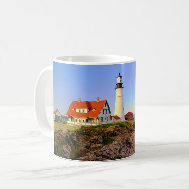 Taza De Café Faros | Rockport Lighthouse Maine (Anverso izquierdo)