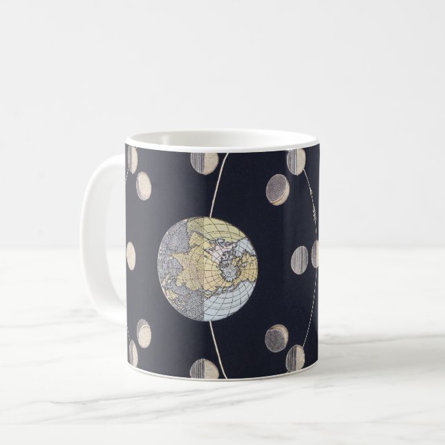 Taza De Café Fases de la Luna con la Tierra y el Sol, Astronomí (Anverso izquierdo)