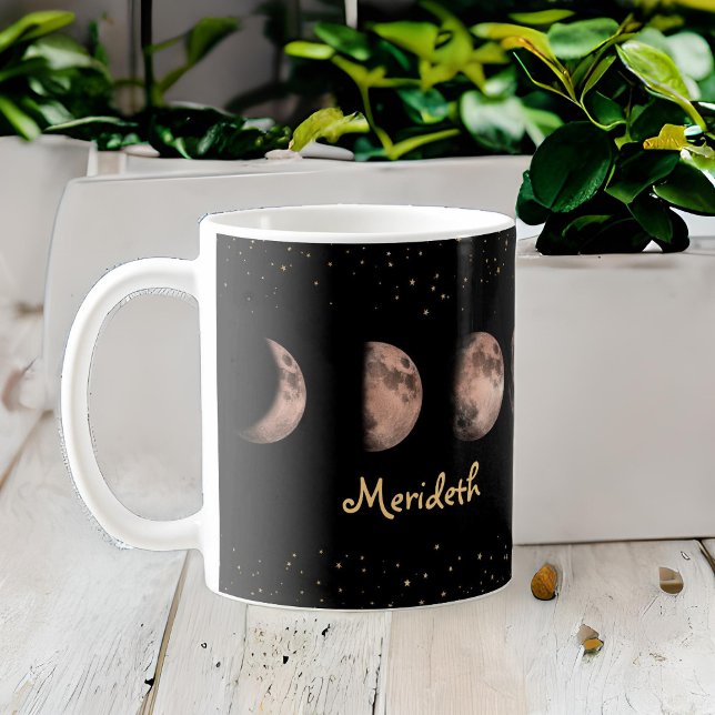 Taza De Café Fases de la luna en una noche estrellada personali (Subido por el creador)