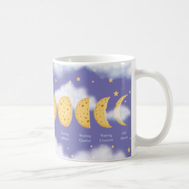 Taza De Café Fases de la tabla lunar del cielo de la lavanda de (Derecha)