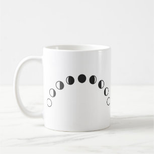 Taza De Café Fases Lunares Arco Dibujo Minimalista de Luna
