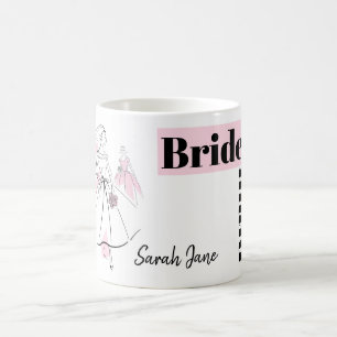 Taza De Café Fashion Bride Grupo Rosa Bridesmaid Nombre mug