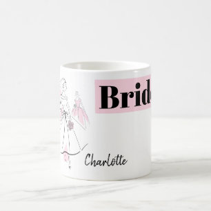 Taza De Café Fashion Bride Grupo Rosado Nombre de la novia Mug
