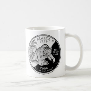 Taza De Café Faux Alaska State Quarter The Great Land Grizzly
