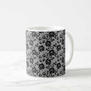 Taza De Café Faux Black Lace Rosa Fishnet Coffee Mug