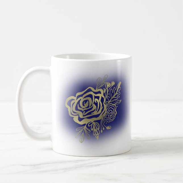 Taza De Café Faux Gold Rosa francés Floral (Izquierda)