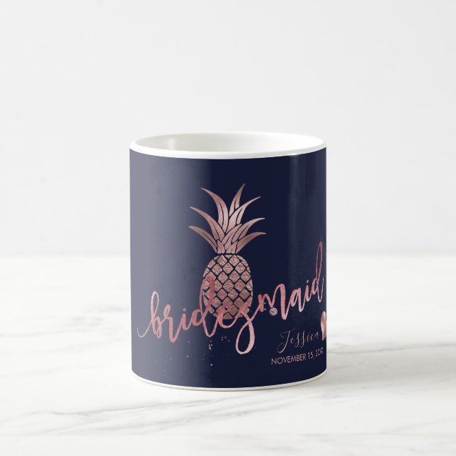 Taza De Café Faux Rosa Gold Pineapple Bridesmaid Regalos (Centro)