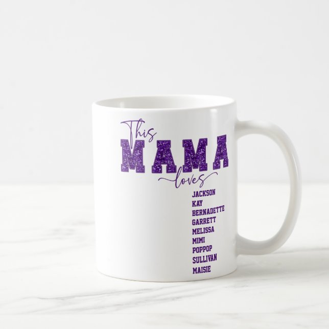 Taza De Café Faux Sequin Varsity Font This Mama Loves  (Derecha)