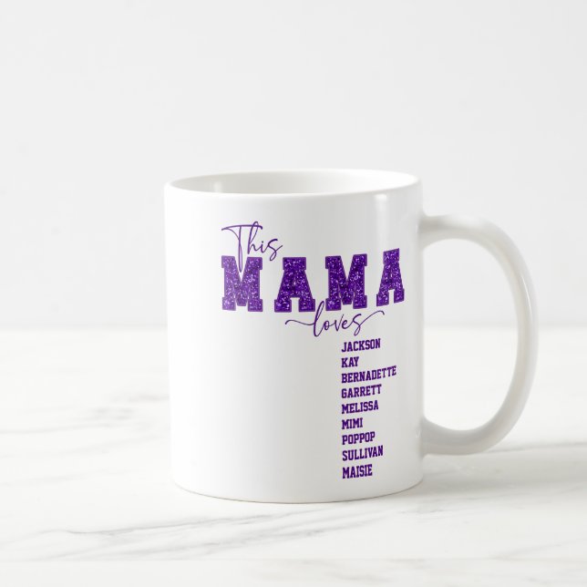 Taza De Café Faux Sequin Varsity Font This Mama Loves  (Derecha)