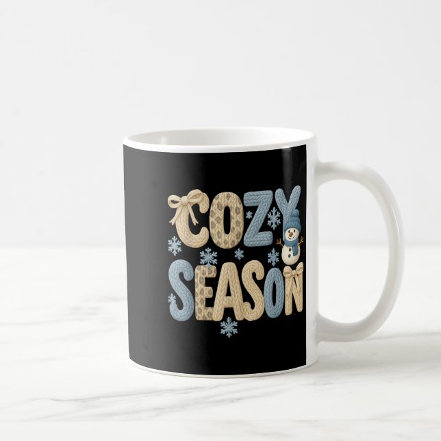 Taza De Café Faux Yarn Cozy Season Winter, Merry Bright Christm (Derecha)