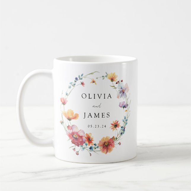 Taza De Café Favor de boda de flores silvestres (Izquierda)