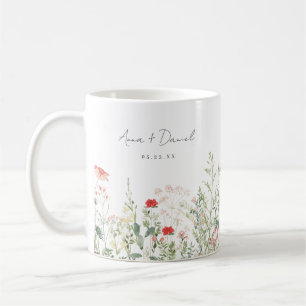 Taza De Café Favor de boda de pradera de flores silvestres