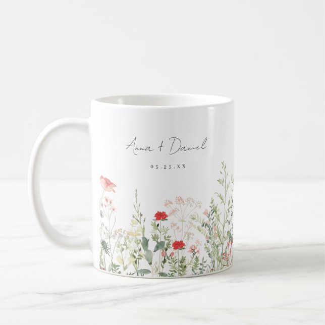 Taza De Café Favor de boda de pradera de flores silvestres (Izquierda)