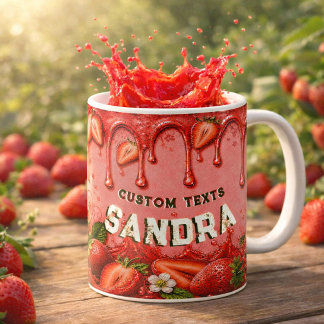 Taza De Café Favor de fiesta de frutas de fresa rosa rojo rubor
